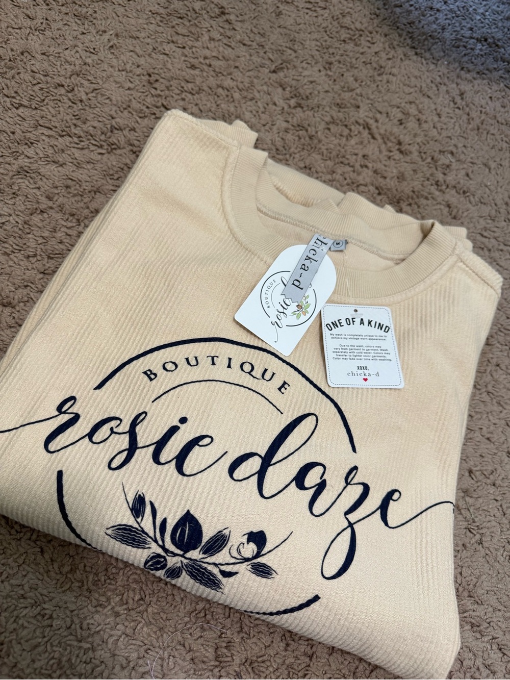Rosie Daze Boutique Logo Sweatshirt - Cream with Black Print